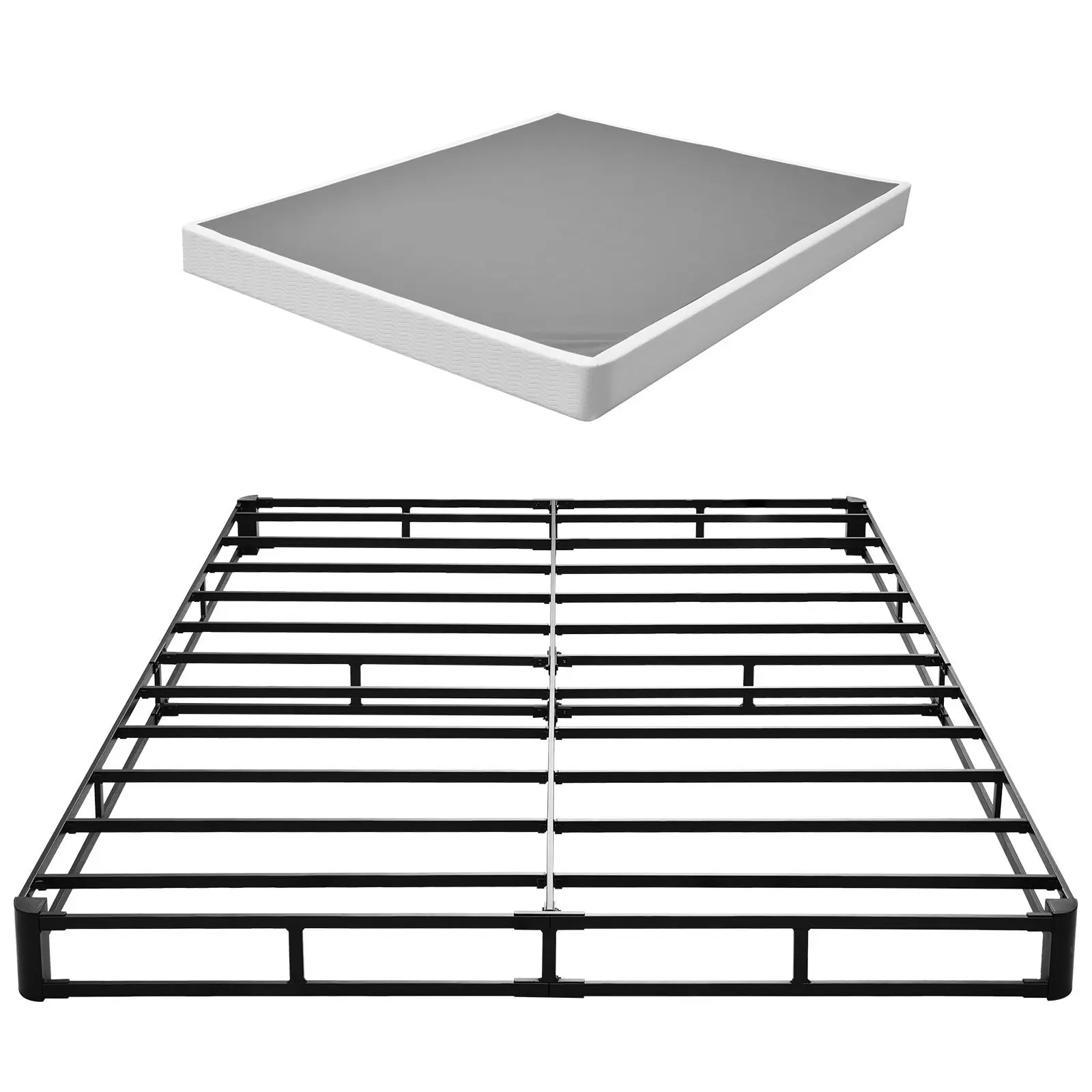 VEVOR Queen Size Box Spring Mattress Base, Heavy Duty Metal Frame with Washable Cloth, 5.1in Height, 3500lb Max Weight Capacity, Easy Assembly, 79.1x59.6x5.1in Dimensions