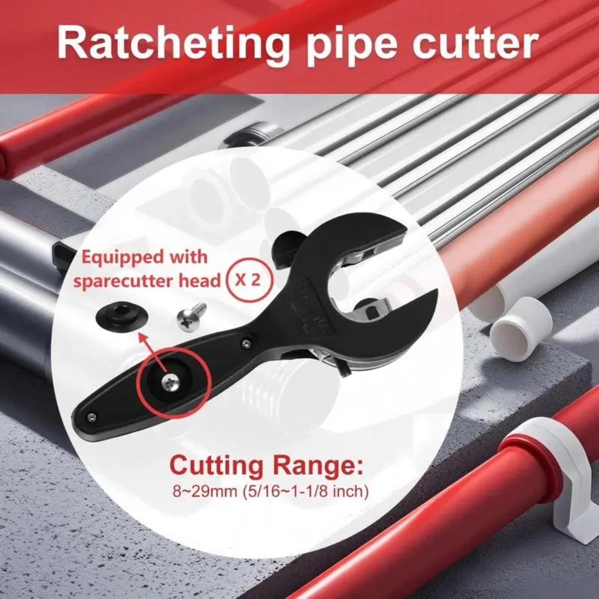 Ratchet-type Pipe Cutter, One-hand Fast Pipe Cutting Toolfor Cutting 5/16-1-1/8 inch Stainless Steel CopperAluminium,for Home Working