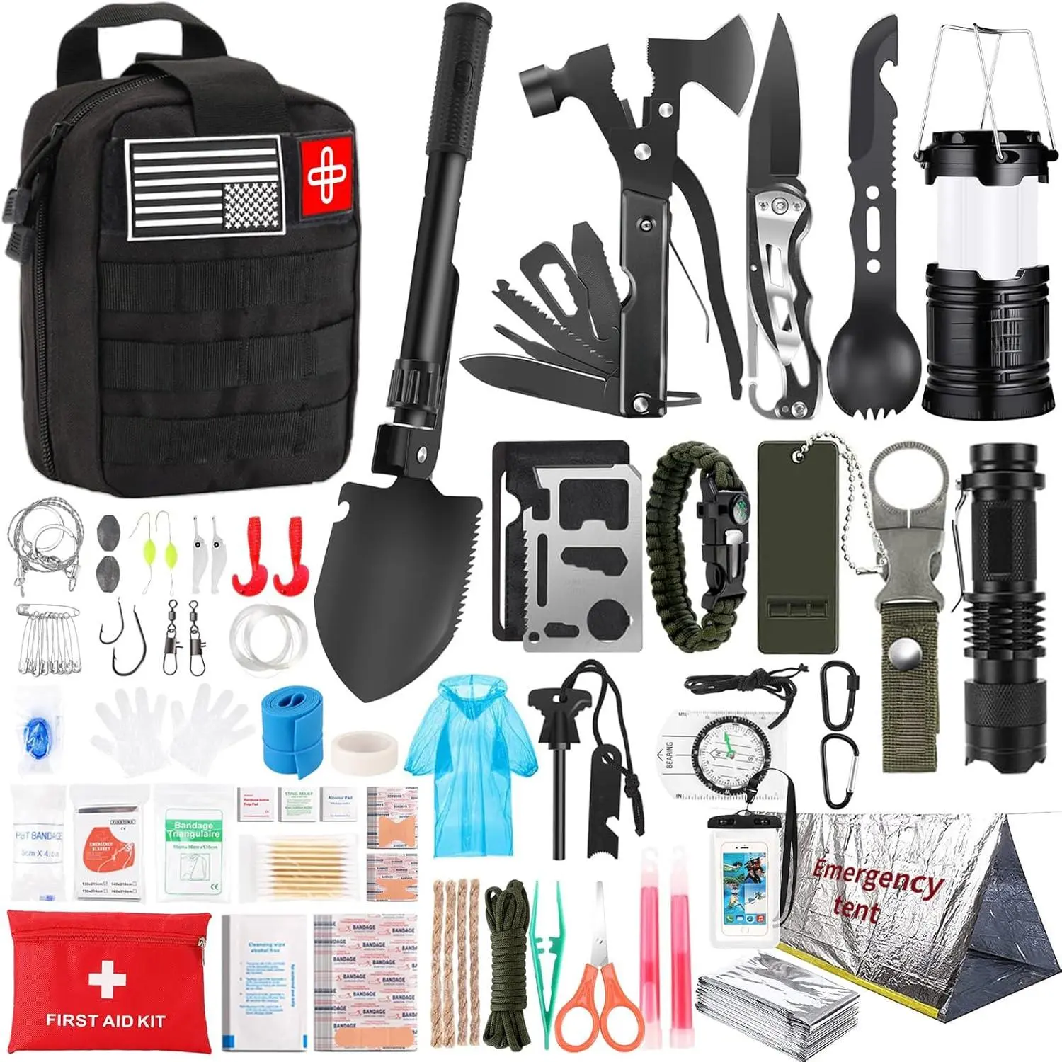 Survival Kit, Gifts  Men Women Teen Boys, 252 pcs Survival Gear and Equipment Mini First Aid Kit  Car Home, Emergency Kit with System  Earthquake, Outdoor Adventure, Car Travel