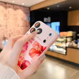 Tropical Hibiscus Floral GOD'L0VE NEVER F4ILS Dopamine INS Aesthetic Ultra Thin Phone Case, Raised Full Camera & Screen Shockproof High Durability Protective Cover Compatible with iPhone 11-17 Pro Max Plus, LUMN Studio, Accessories, Acrylic