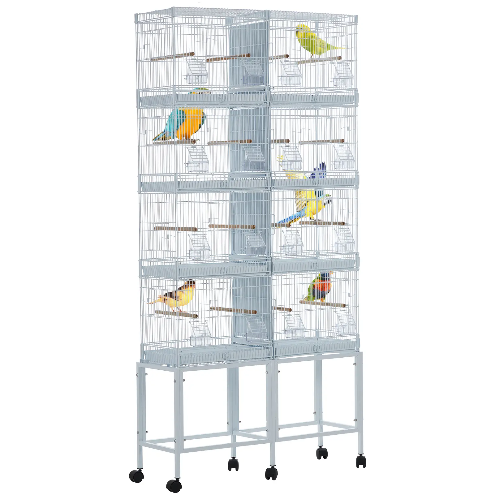 66 inch Heavy Duty Bird Cage with Playstand Rolling Large Flight Birdcage for Multiple Parakeets Conures Cockatiels Smart Parrot Cage with Temperature Monitor Removable Stand Slide-Out Tray Feeders