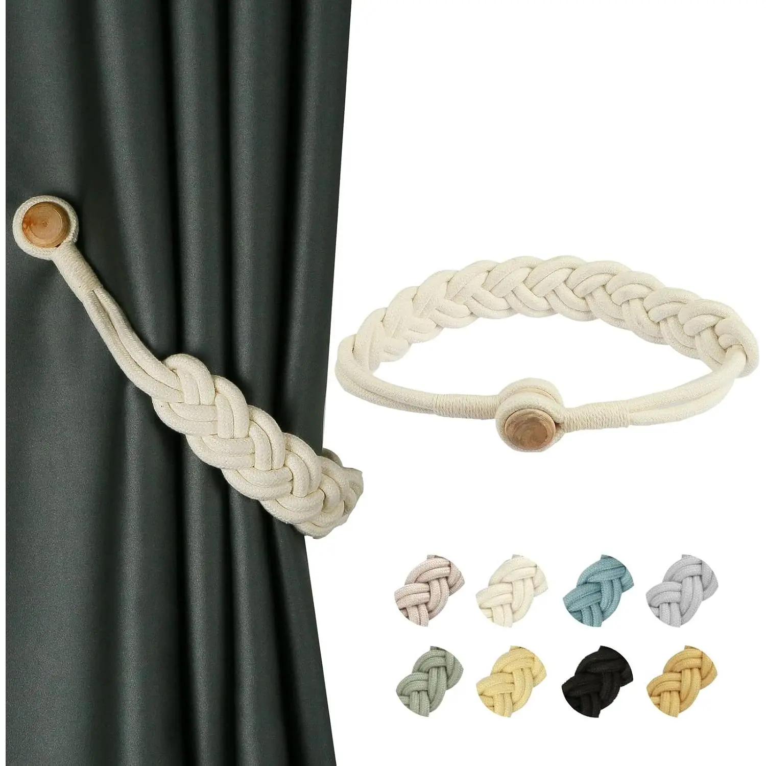 Curtain Tiebacks  1 Pack Woven Drapery Holdback |  Curtain Ties, No Drill, for Outdoor, Bedroom, Office,  Decor (, 1 Pack)