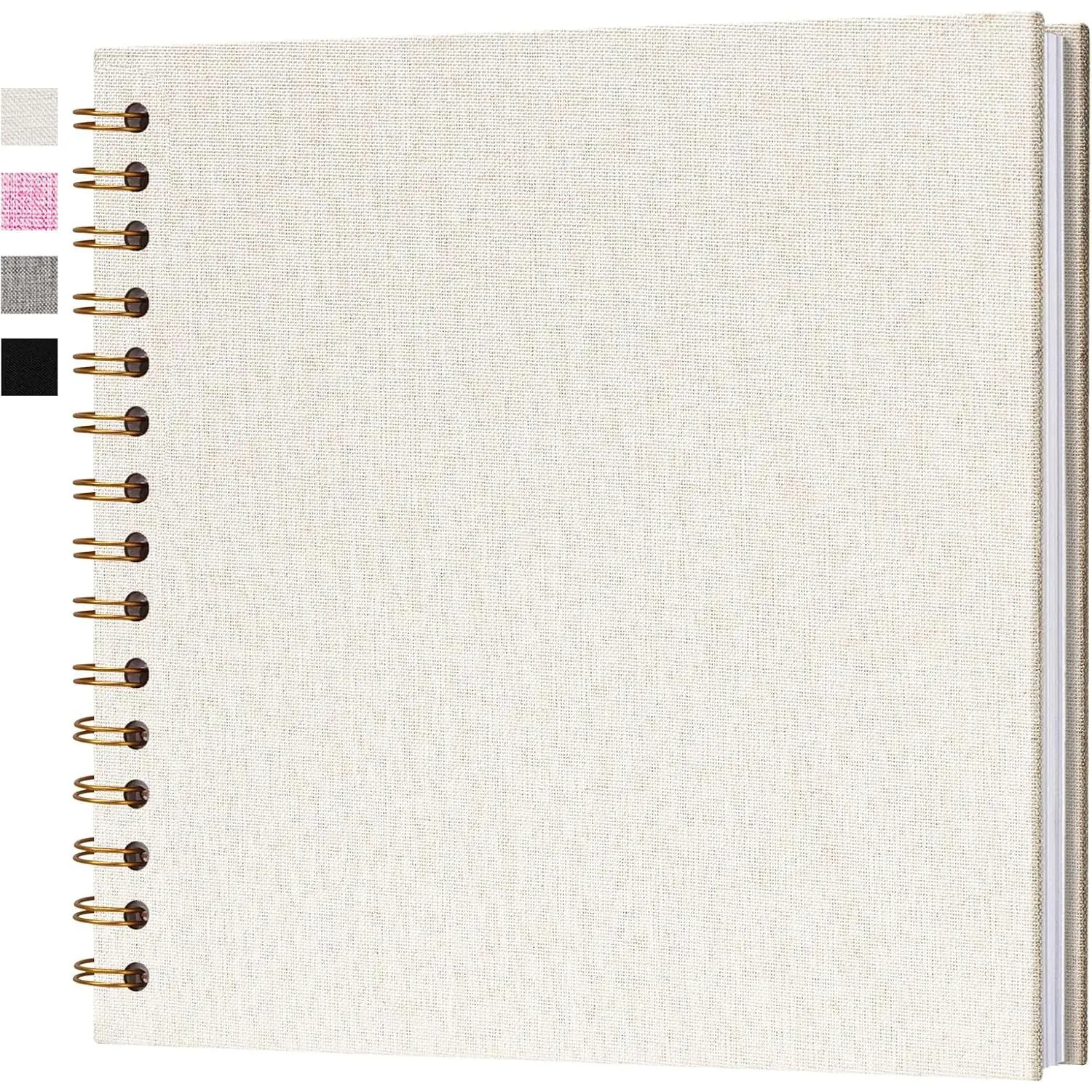 7x7 Inch Scrapbook DIY Photo Album, Linen Hardcover 20sheets (40pages) Memory Book, Lay Flat Customizable Album for Wedding Guest Book, Family Travel Polaroid Storage Beige