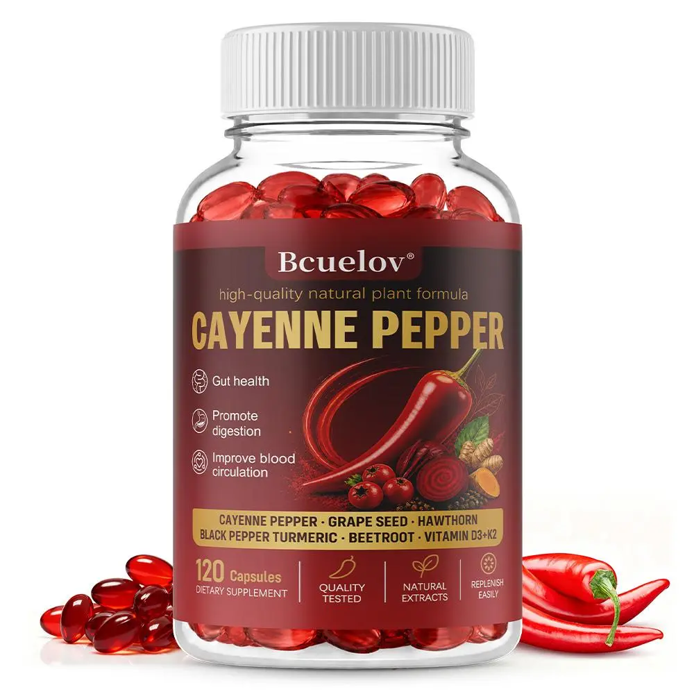 Bcuelov Cayenne Pepper Health Supplement, Supports Gut Health and Daily Physical Health, 120 Capsules