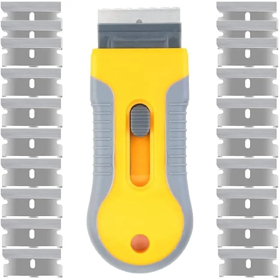 Razor  Scrape with 20 count Extra , Scraper Tool, Razor  Retractable,  Stripping Tool, Hob Oven Glass Cooker Cleaning Tool Non Scratch Anti Slip Window Glass Wallpaper
