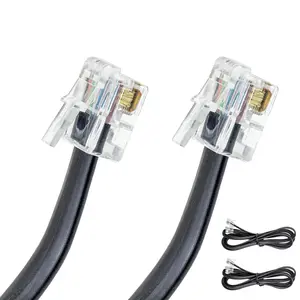 2 Pack 5ft RJ11/RJ12 Heavy Duty 6-Pin High Speed Data Extension Cable, Compatible with Cash Register Drawer, Telephone, Modem, Fax, Printers, Ideal for Voice & Data Transmission