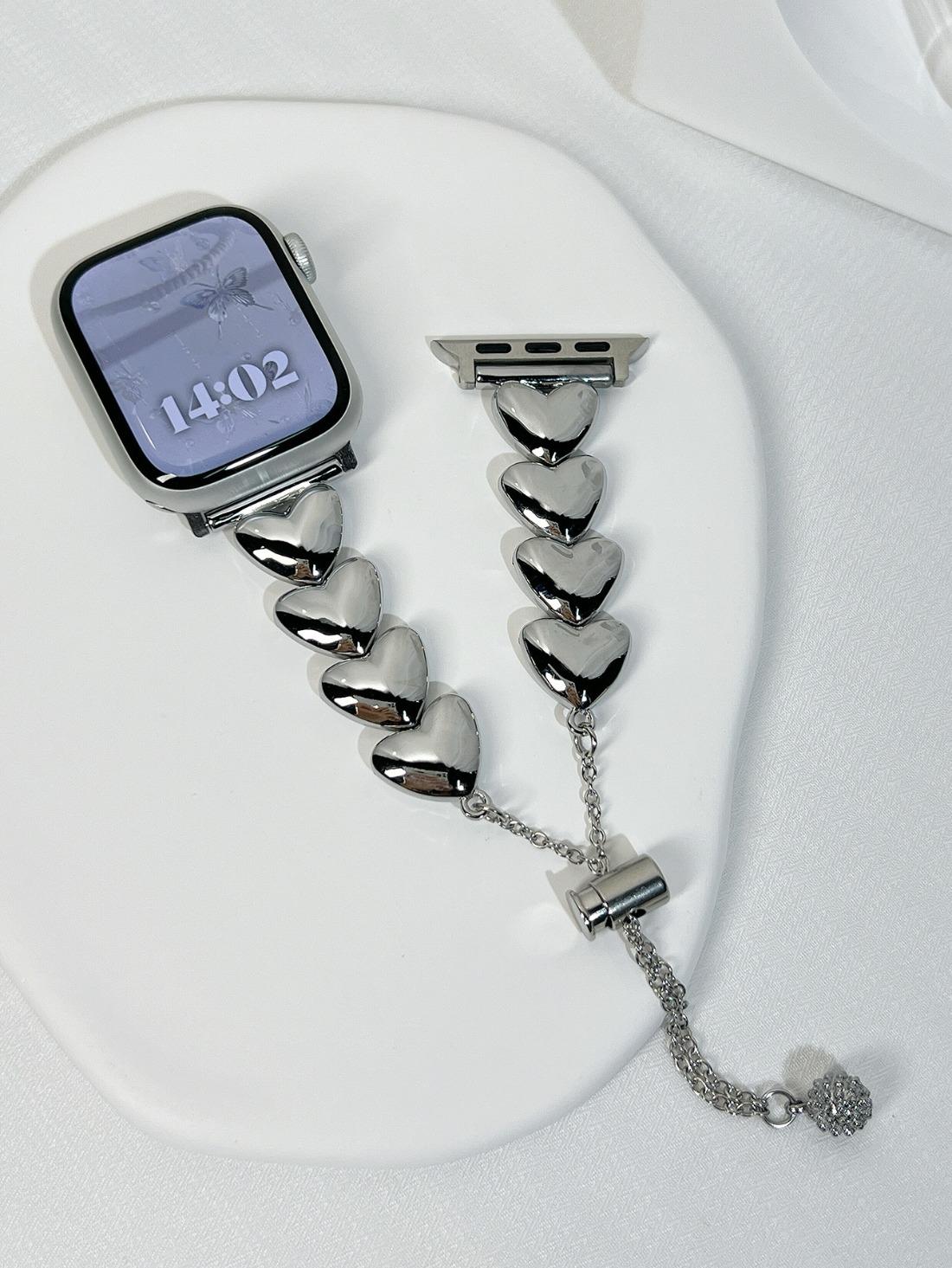 Stylish Love Apple Watch Band for Women, Solid Metal Bracelet Strap, Luxury iWatch Band Compatible with Series 10/9/8/7/6/SE, Elegant Jewelry Watch Band for Daily Outfit & Party Look