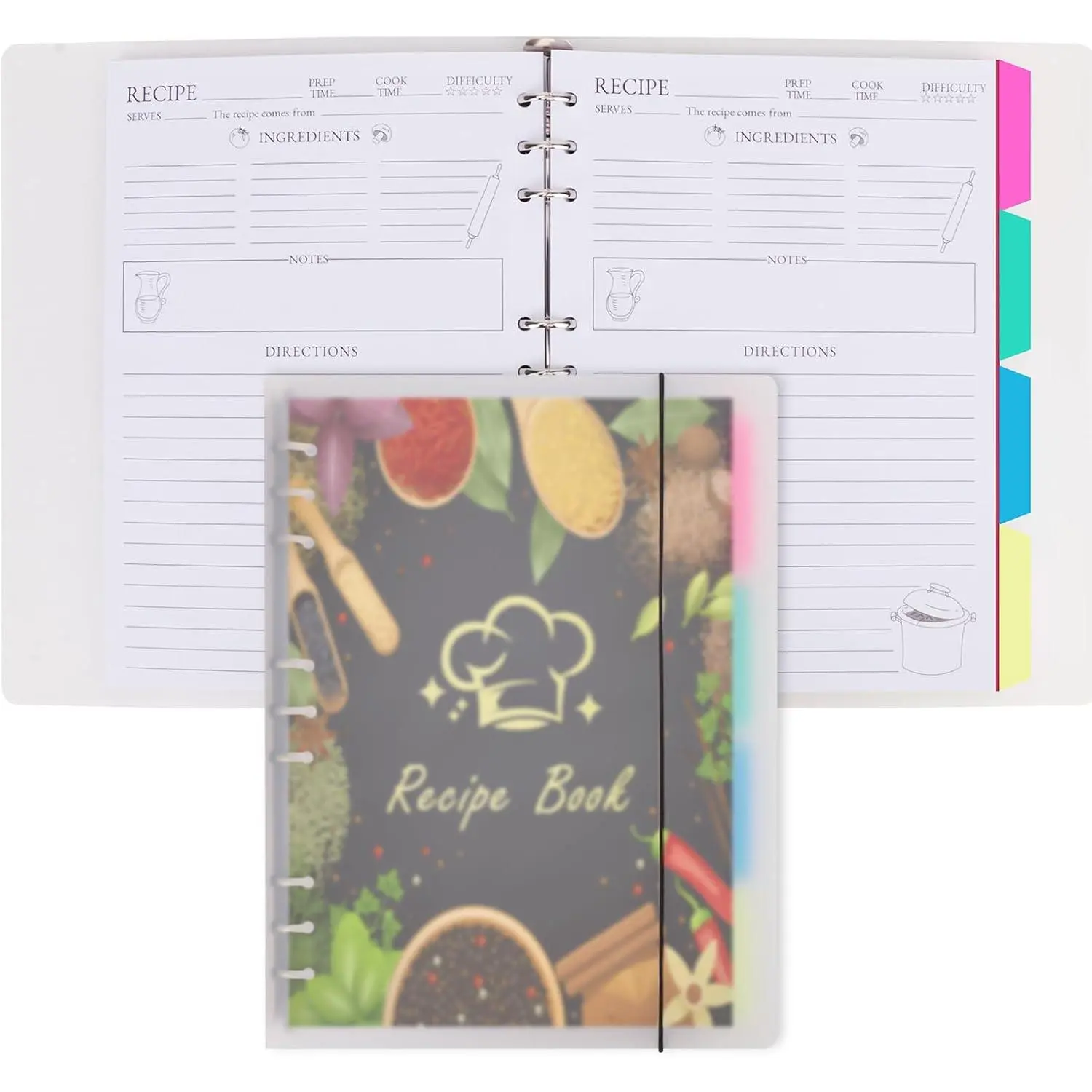 Blank Recipe Book 8.5 x 10.9" Notebook to Write in Your Own Removable Hardcover Recipes Blank Cookbook for Homemade Dish Planning with 160 Pages (Recipe-Black)