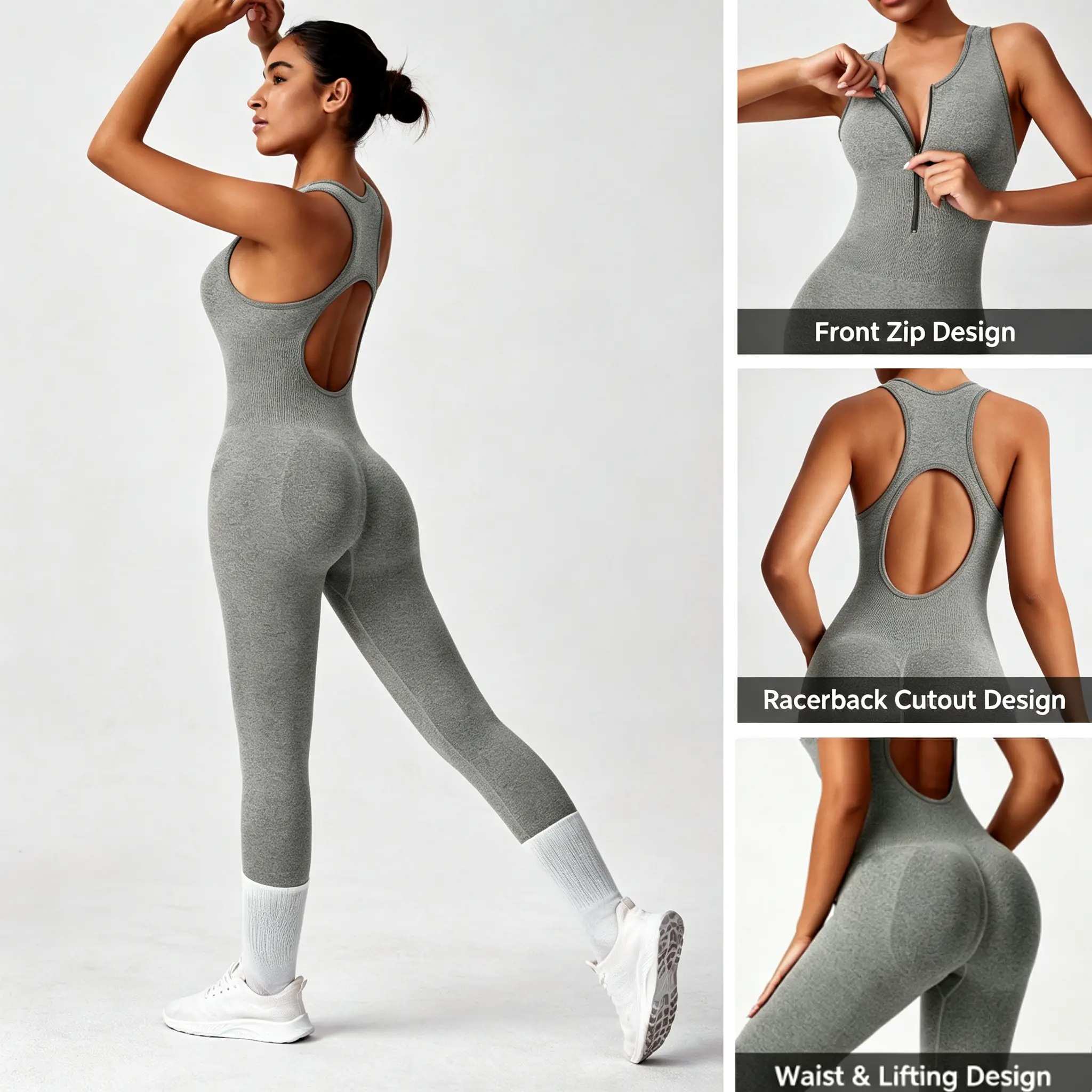 Zipper Shaping Jumpsuit Waist band Tummy bridle Workout Outfit Womenswear Shapewear Bodysuit One-piece Yoga Suit Stylish Activewear
