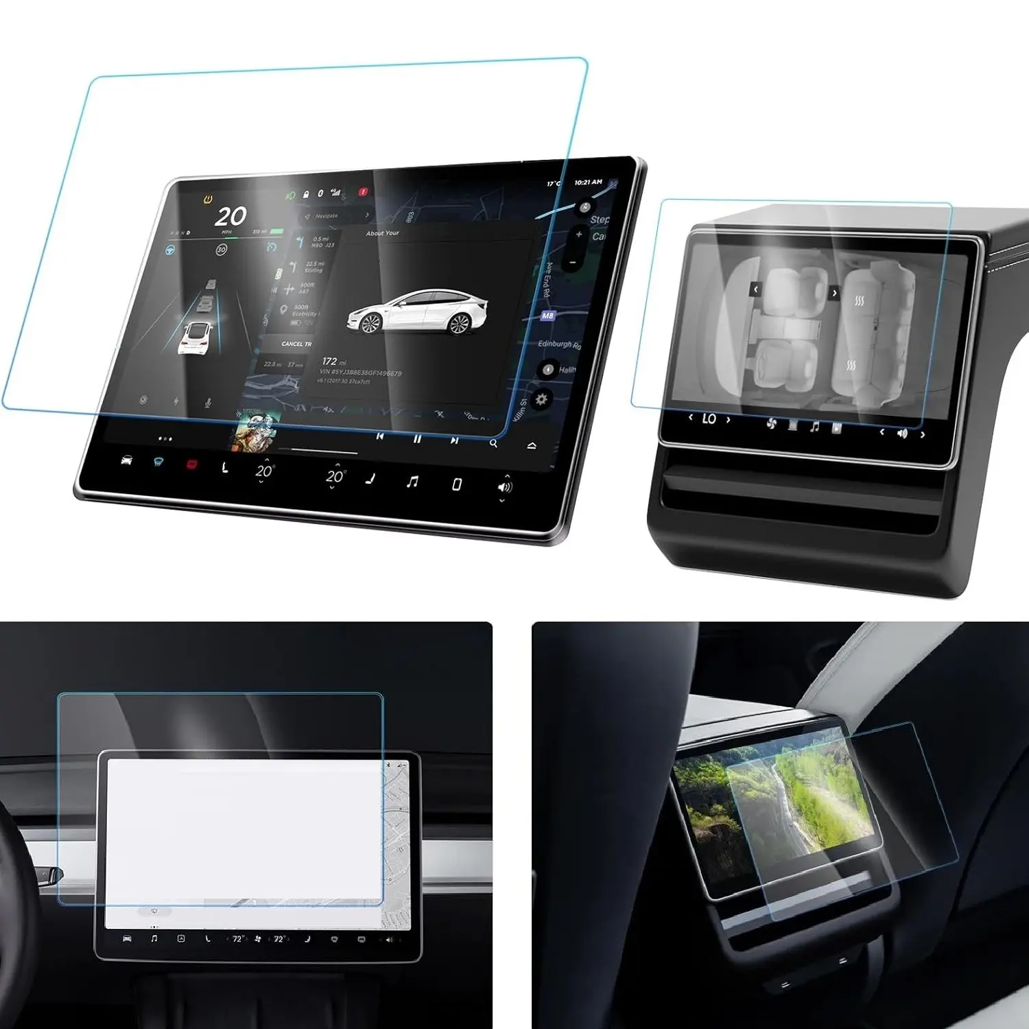 2026 Tesla Model Y Juniper & Model Y L Screen Protector 16"+8" -Refreshed Premium/Performance 16 Inch QHD Touchscreen- 2026 Tesla Y Juniper & 2026 2027 Tesla Y L Accessories[No More Glare&Fingerprint]