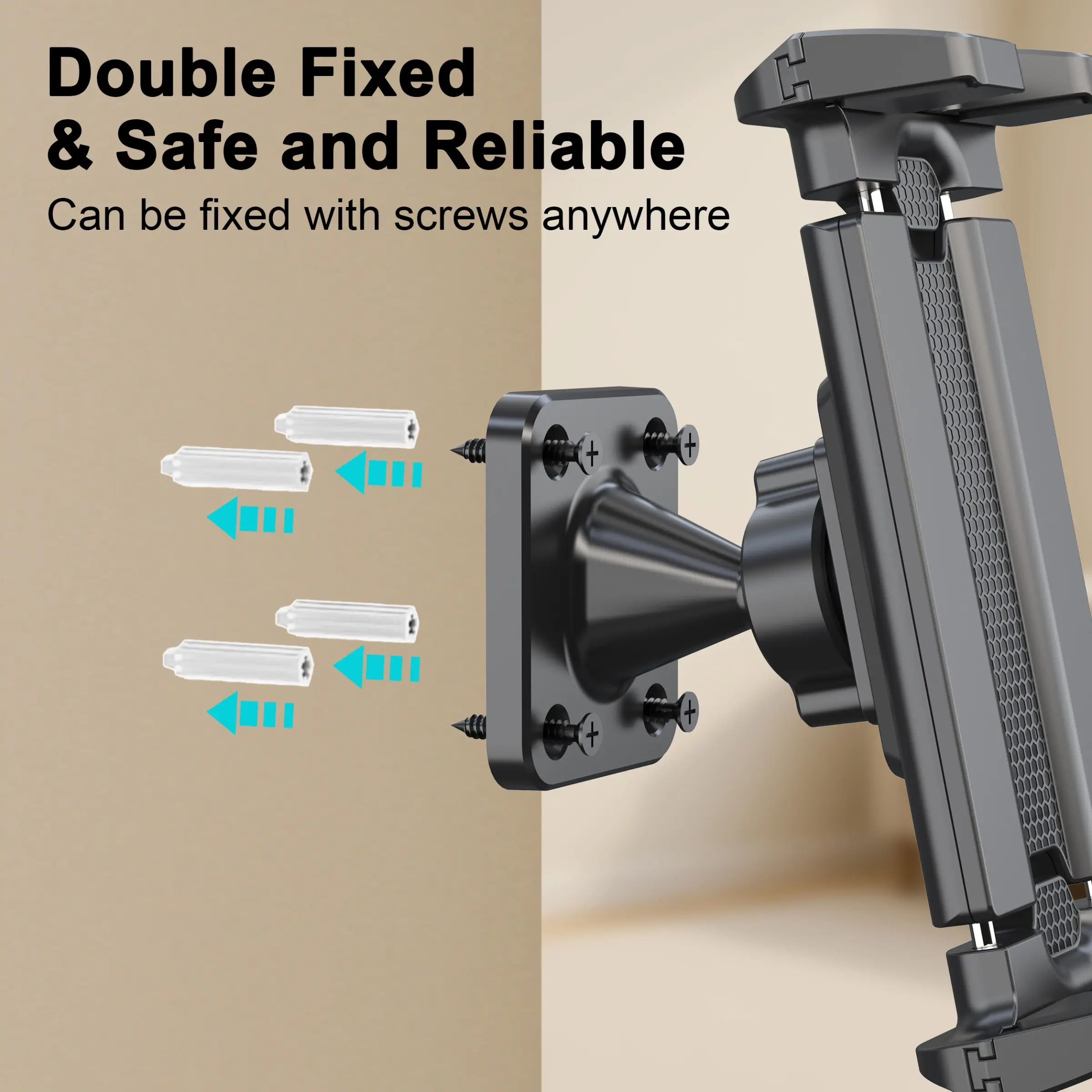 LRBH Tablet Wall Mount, 360° Rotation Tablet Holder Stand, Sturdy Base, Kitchen Wall Mount Compatible with iPad/iPhone/All 4.7-15 Inch Devices