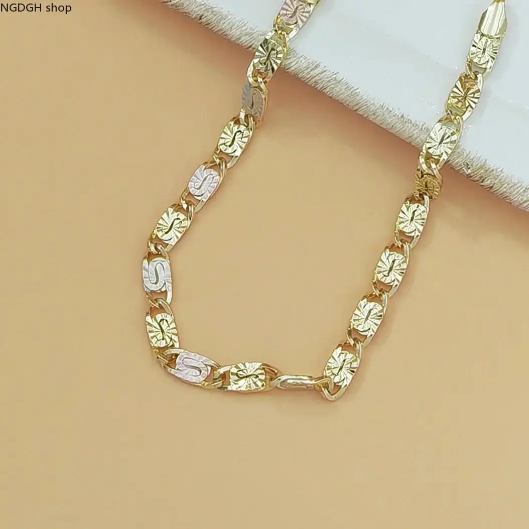 Elegant Sunburst Pattern Chain Bracelet – Gold Silver Two Tone Thick Link Bracelet, Stylish Adjustable Statement Jewelry Summer Vacation Gift for Her