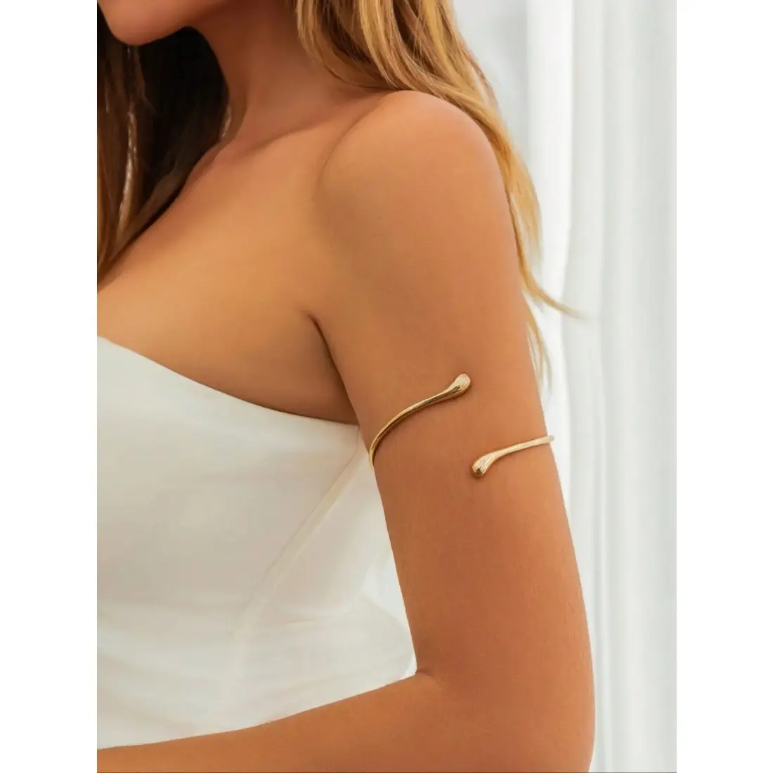 Women's Minimalist Temperament Open-Arm Chain, Flat Shape Adjustable-Fit Water Drop Exquisite Body Jewelry, Choke-Safe Girlfriend Gifts, Fashionable All-Match Women's Accessory, One Size, Accessories For Women