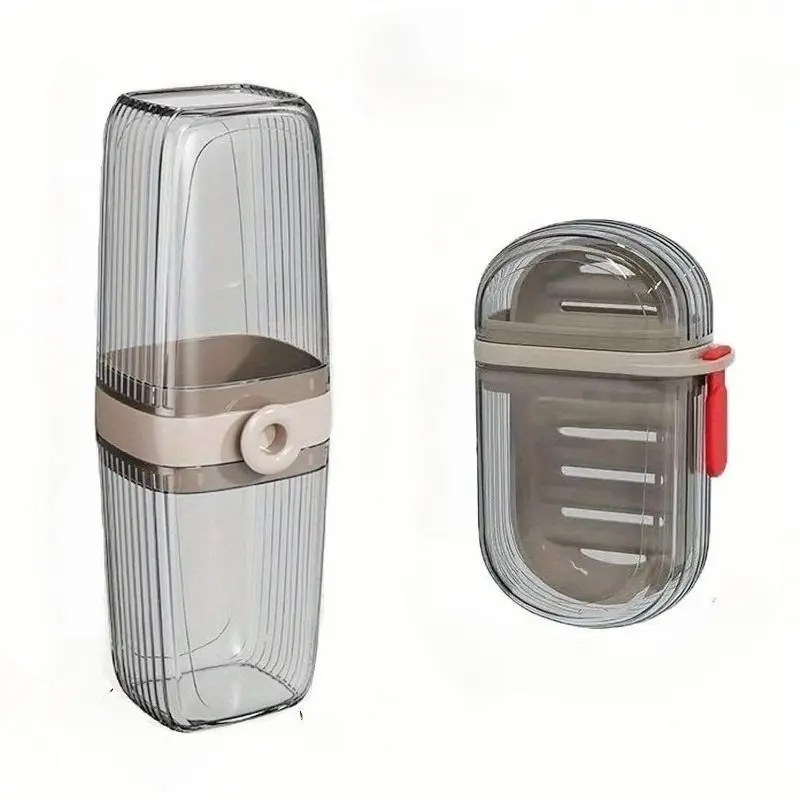 With lid soap box and toothbrush travel case, portable soap holder, Toothbrush Holder With Cover, Bathroom Accessory, suitable for bathrooms, gyms, efficient drainage