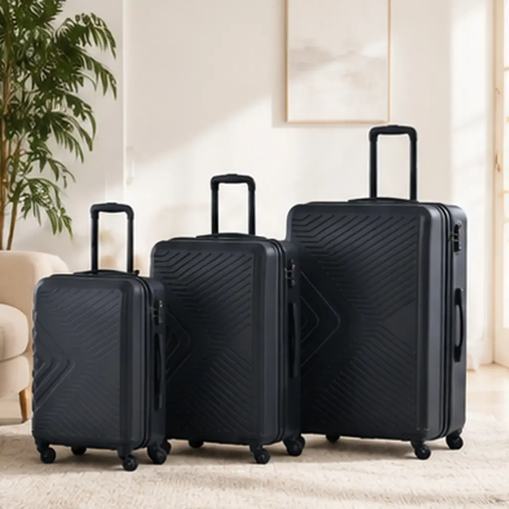 ARCH 3-Piece Luggage Set 20/24/28 Inch Hardside Suitcase with Spinner Wheels, TSA Lock, Lightweight ABS Hard Shell Travel Bag, Black, for Men Women, Business Vacation, Durable Rolling Carry-On Checked Luggage, Black Color Options, ABS Material