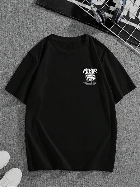 Men's Summer Round Neck Short Sleeve T-Shirt, Large Letter Graphic Print, Soft Comfortable Casual Fit, Perfect for Daily Wear