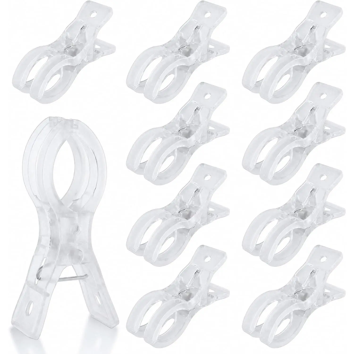 10 Pack 3.5" Clear Plastic Spring Clamps, Heavy Duty Balloon Arch Clips, Invisible Design for Backdrop Stand, Birthday Decor, Crafts, Woodworking, Photography.