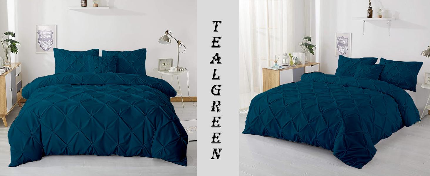 Pleated Pintuck Duvet Cover Set Oversized King 120x98 Inch 100% Microfiber Soft and Breathable 3 Pieces Comforter Cover Zipper Closure & Corner Ties Silver Grey