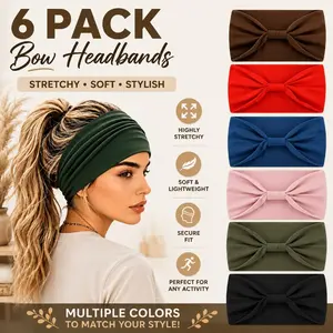 African Knotted Headbands, 6-Pack Elastic Hair Scarves