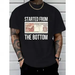 📈 Started From The Bottom Graphic T-Shirt, 100% Cotton Black Streetwear Tee, Motivational Success Graphic Shirt, Soft Breathable Crew Neck T-Shirt, Casual Everyday Fashion Top, Premium Cotton Unisex Gift For Men & Women