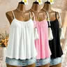 Summer Casual Women's Sleeveless Top Set, Adjustable Thin Straps, Front Ruched Loose Fit, Basic Flowy Top, Sleeveless Casual Clothes