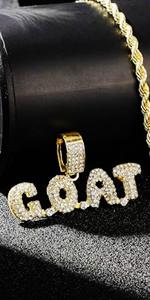14k Gold Silver Plated Hip Ho Rapper Pendant Chain Necklace for Men-Iced Out Diamond King Pendant with 22 Inch Rope Tennis Chains