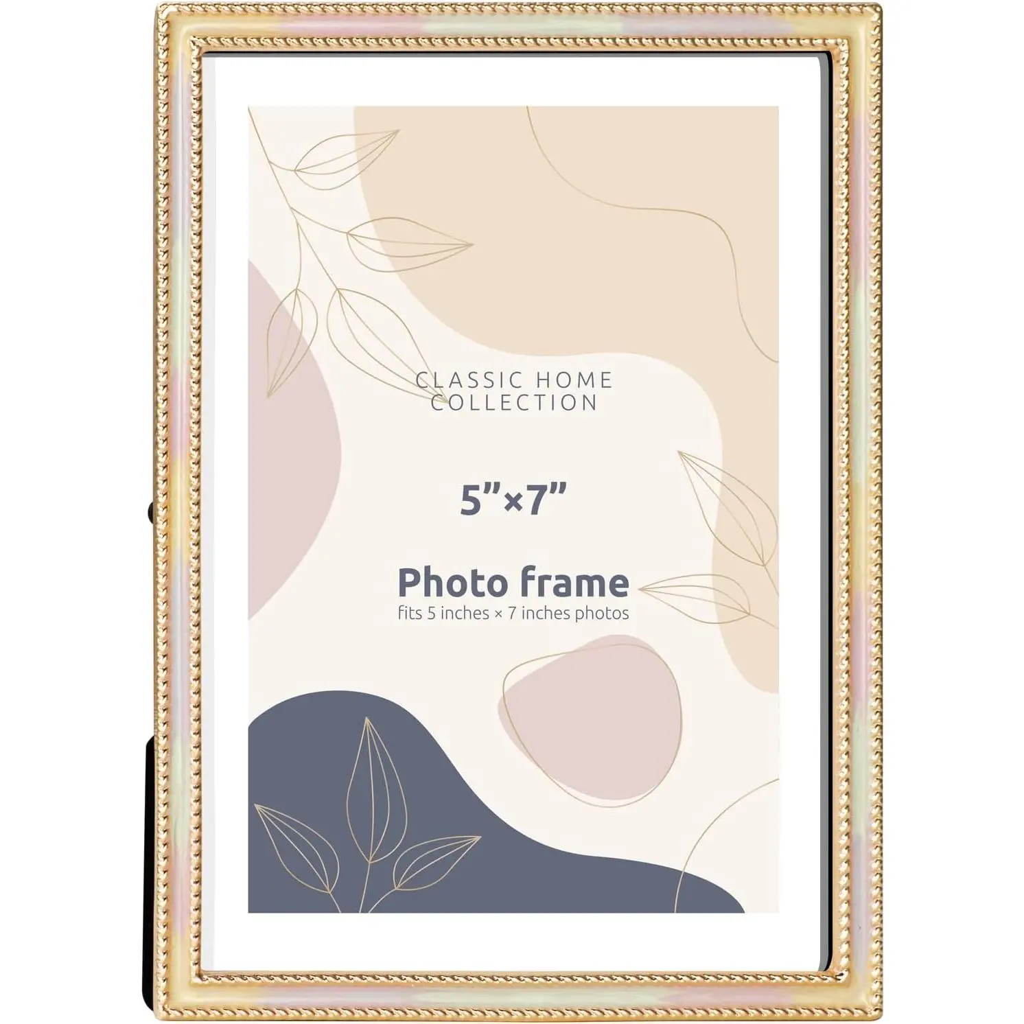 5x7 Picture Frame with Gradient Metal  and Easel, Classic  Collection Tabletop and Wall-Mountable Photo Frame for  Decor ()