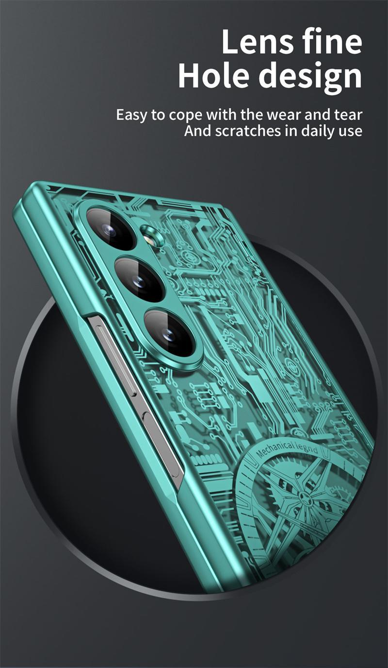 360° Full Protection Electroplated Hinge Protective Cover Compatible with Samsung Z Fold 7/6/5/4/3, Integrated Built-in Screen Protector