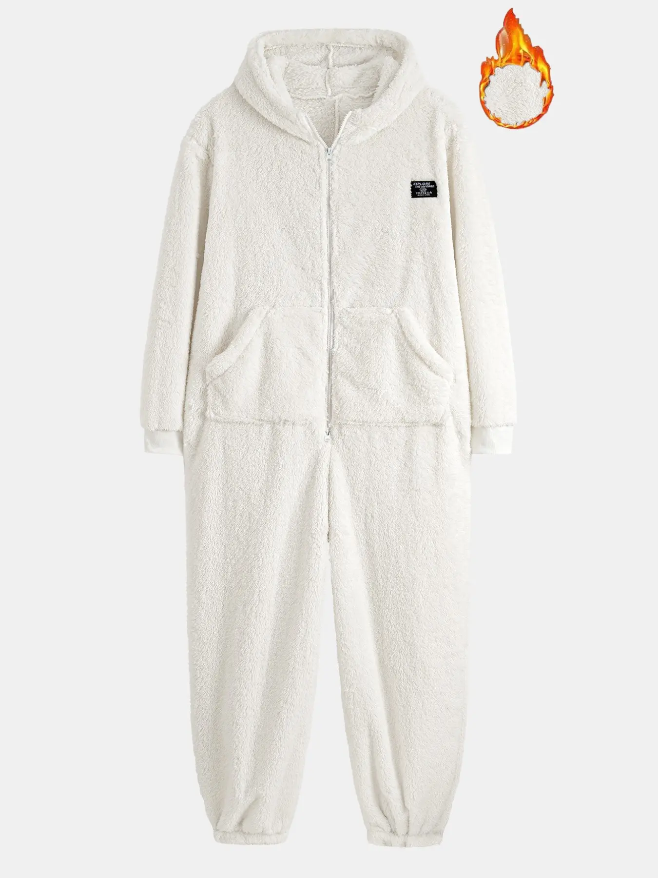 Men's Cozy Hooded Fluffy One-Piece Jumpsuit, Full-Zip Warm Plush Onesie Pajamas, Kangaroo Pocket, Loungewear Sleepwear, Ideal for Home, Party, Cold Season