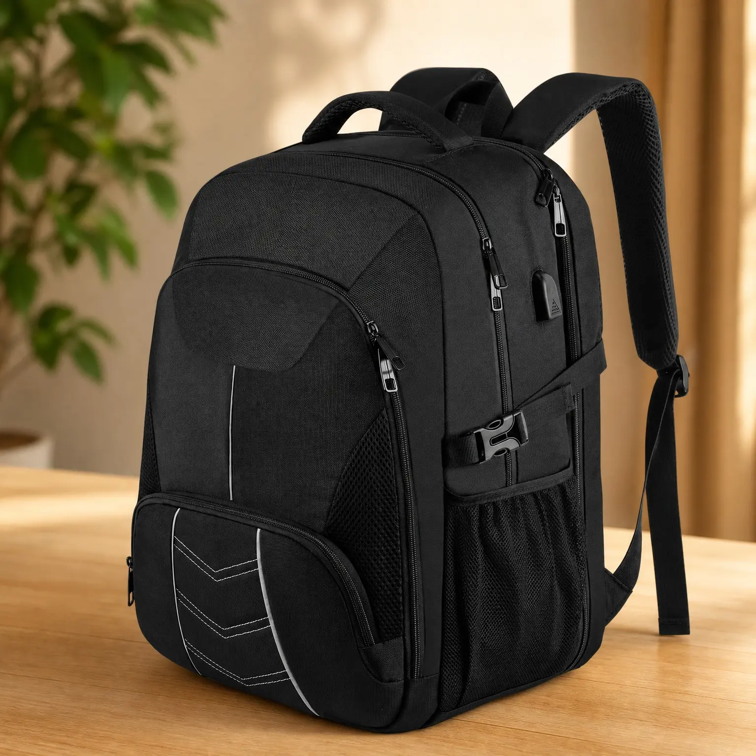 Extra Large 55L Travel Laptop Backpack for Men, 18.4 Inch Flight Approved Carry On with USB Charging Port, TSA Heavy Duty Computer Bag for Business College, BlackGift