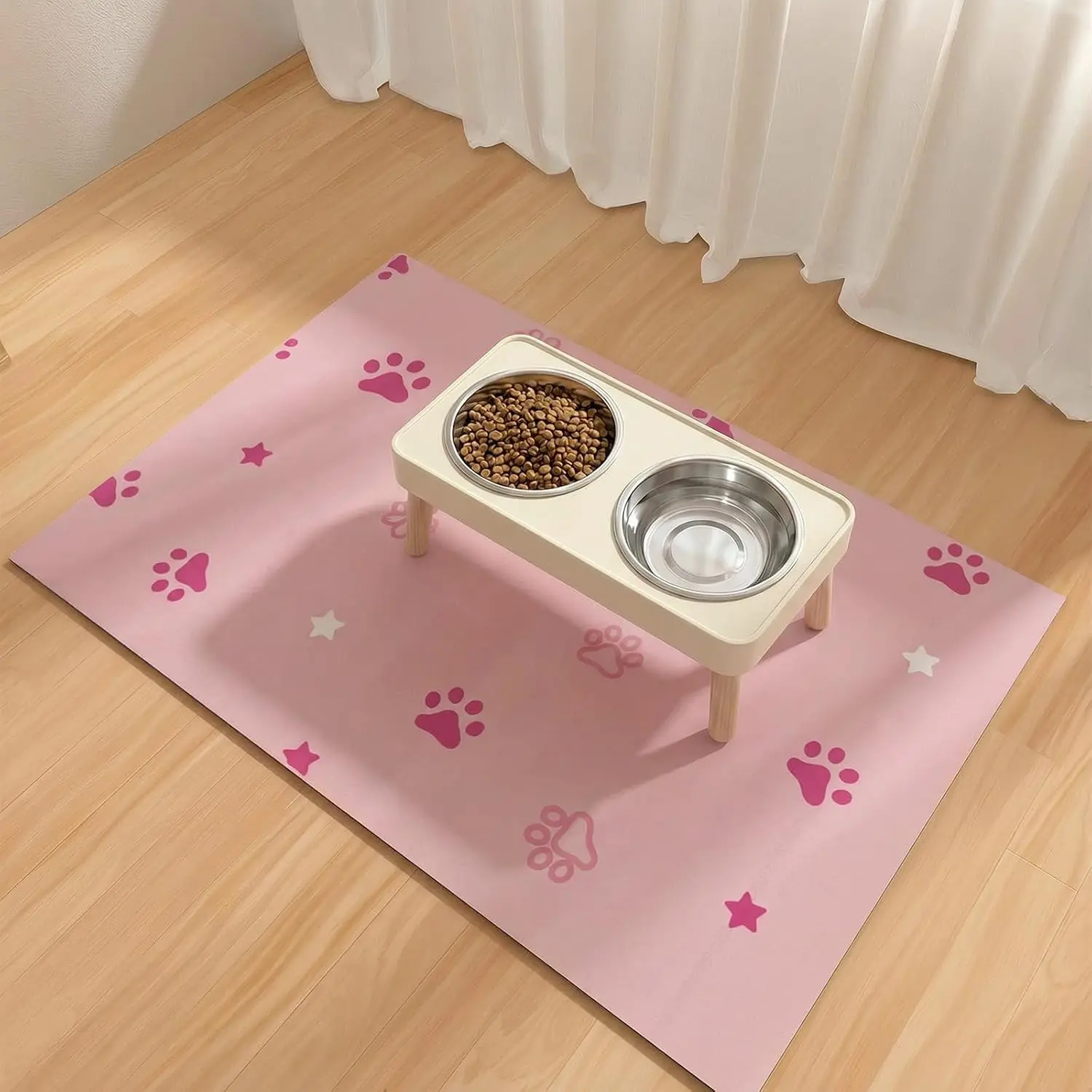 Absorbent 16"x24" Pet Feeding Mats, Large Rubber Pet Food Mat for Dog Cat Food and Water Bowls, Pet Food Mats for Floor