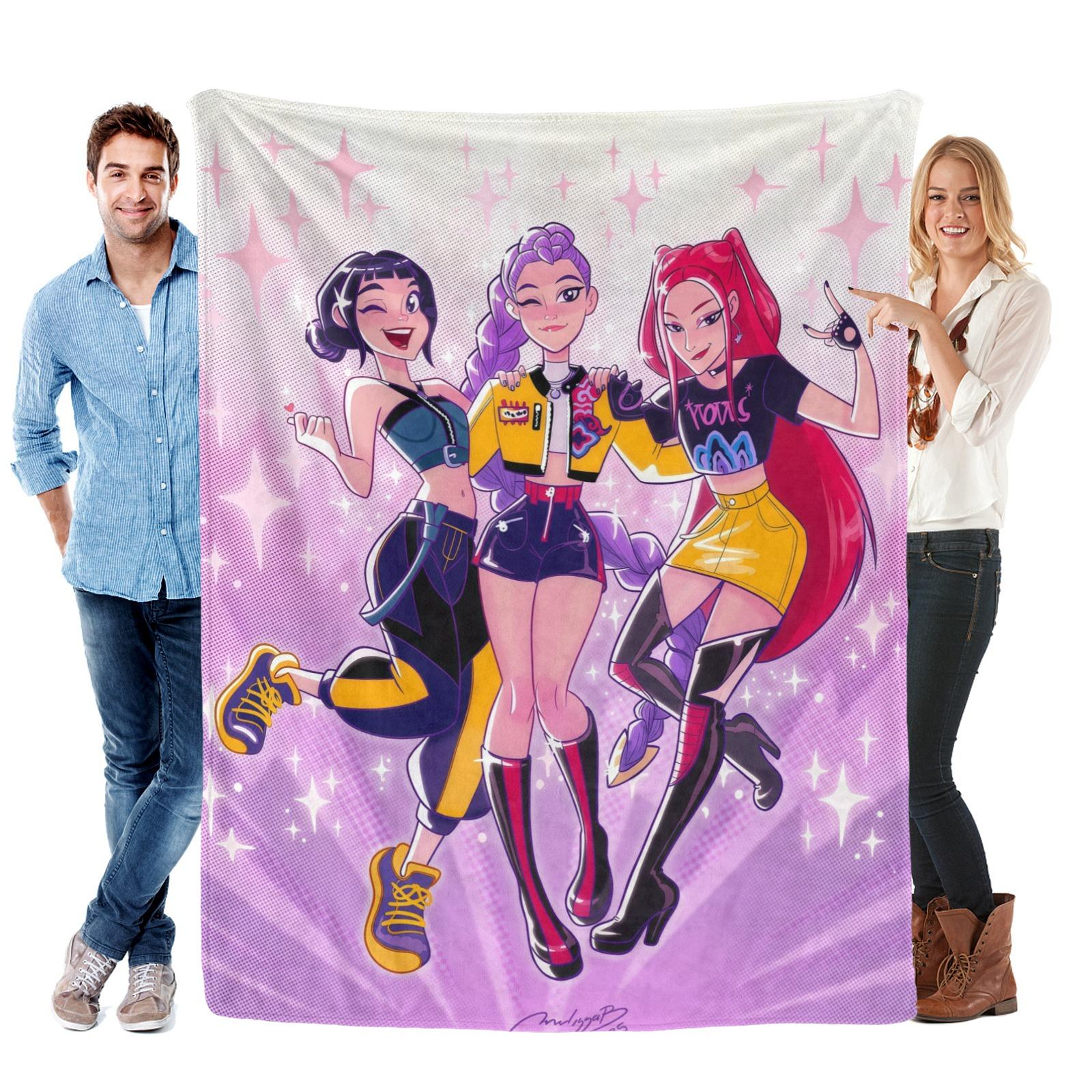 K-Pop Devil Hunter Anime Print Blanket, Soft and Comfortable Flannel Plush Blanket, Suitable for Home, Office, Camping, Sofa, Bed, Netflix Fan Gift, Warm Nap Blanket. K-Pop Devil Hunter Anime Print Blanket, Soft and Comfortable Flannel Plush Blanket, Suitable for Home, Office, Camping, Sofa, Bed, Netflix Fan Gift, Warm Nap Blanket.