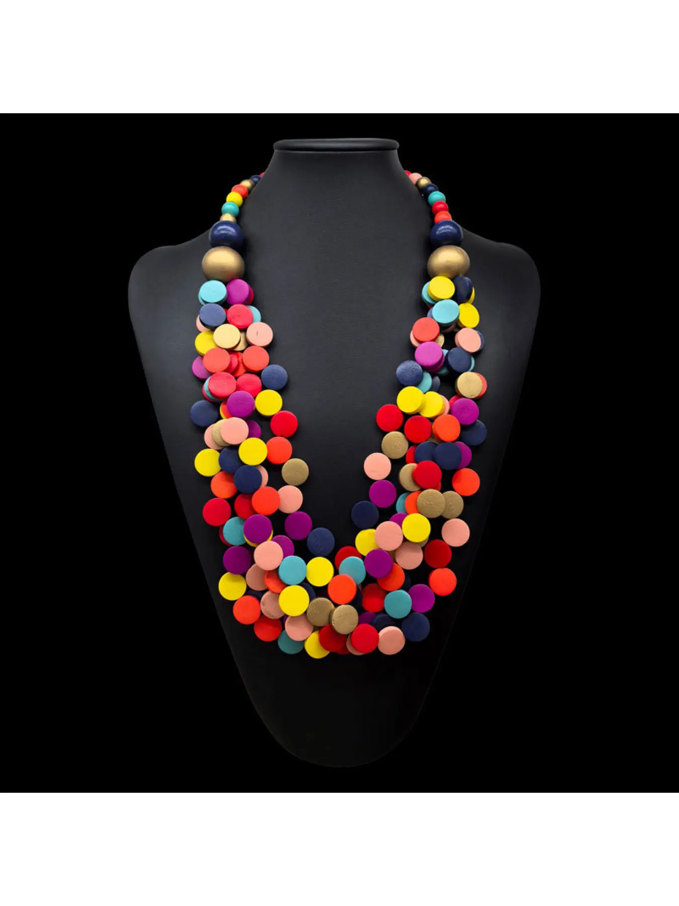 New Bohemian Colorful Wooden Bead Multi-layer Handmade Long Boho Style Necklace for Women, Sweater Chain Floral Ornament