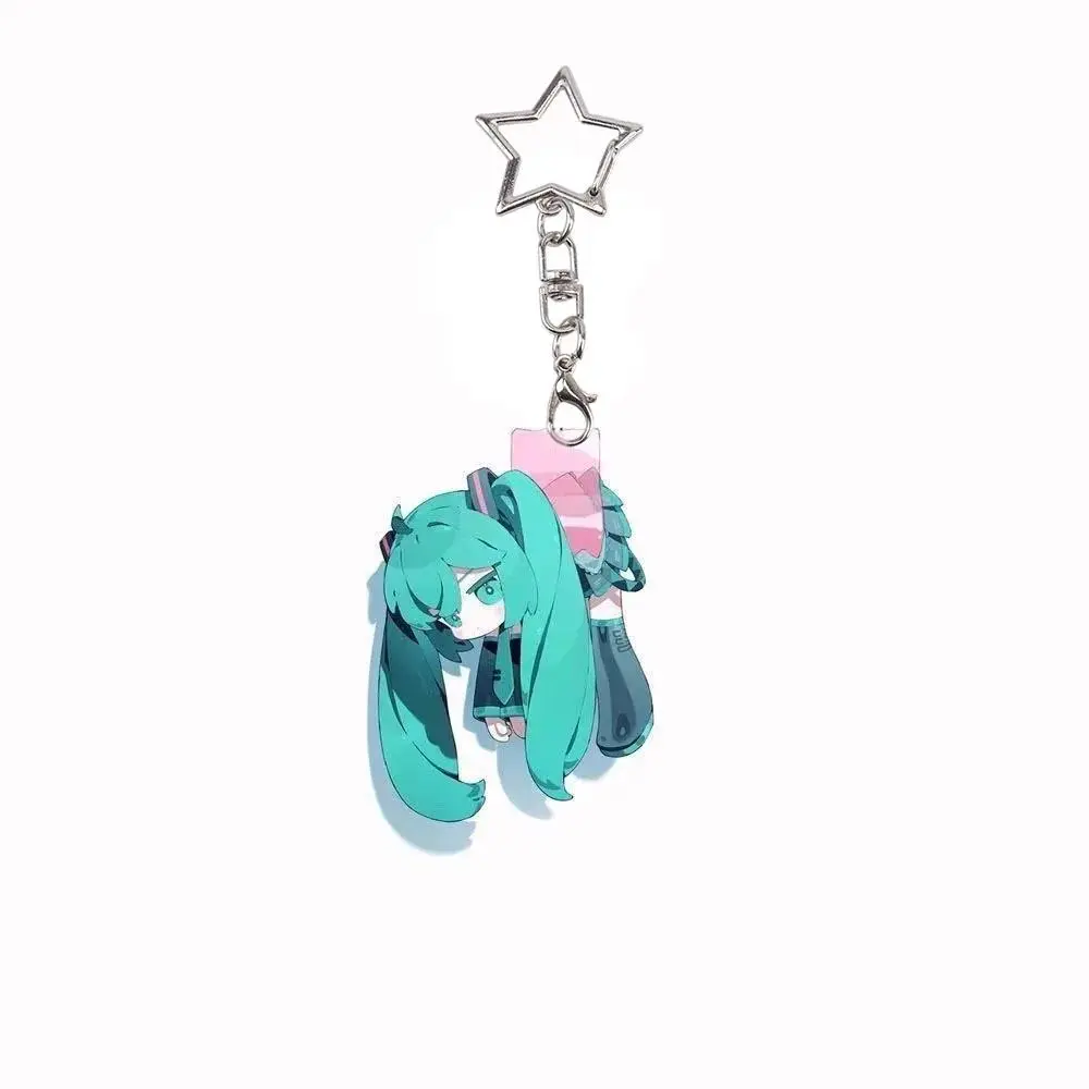 Miku Acrylic Keychain Book Backpack Keyring Decoration Ins Student Kawaii Creativity Keyring Girl Stars Pendants Birthday Gift