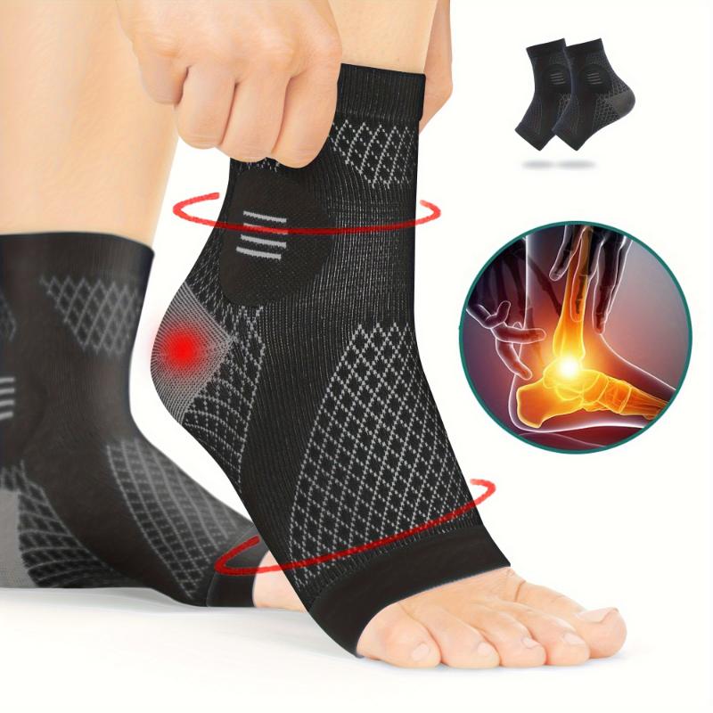 A Set of Two High-Quality Ankle Support Sleeves, Featuring Arch And Ankle Pressure Support, Open-Toe Design Socks, Suitable for Everyday Wear And Outdoor Activities, Elastic Foot Braces for Sports