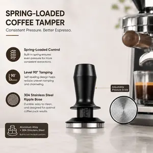 51/53/58mm Dual Spring Coffee Tamper, Italian Constant Pressure, Adjustable, Aluminum Alloy Handle, 304 Stainless Steel Base, Durable Espresso Tool,Coffee Equipment,Barista Tool