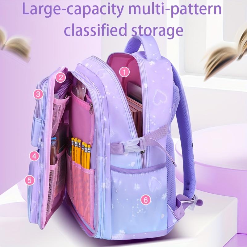 Women's College-Style Nylon Backpack, Lightweight Foldable School Bag, Adjustable Shoulder Straps, Zipper Closure, Bow Decoration, Machine Washable - Suitable for College Occasions, School Bag