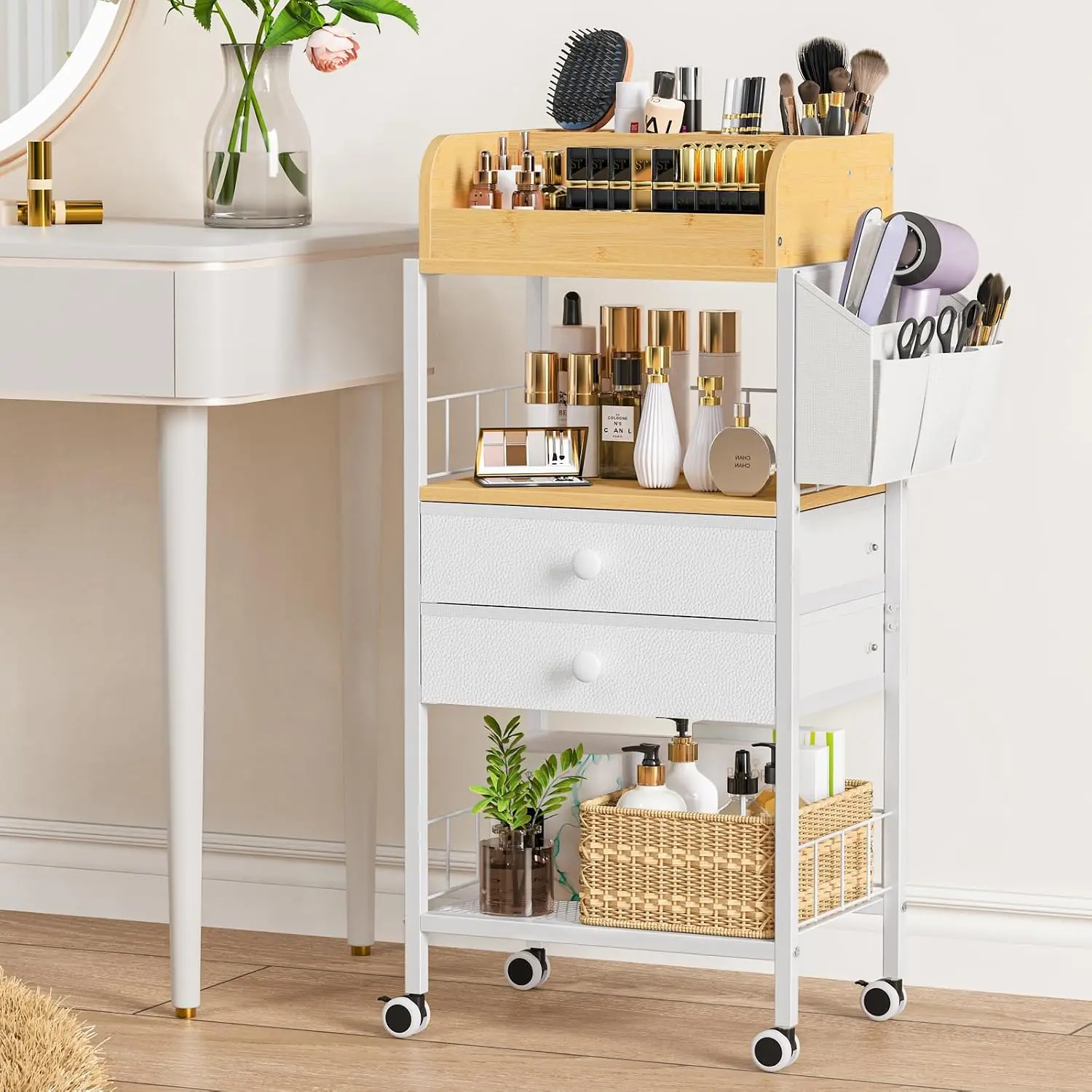 Makeup Organizer, Floor Skincare Organizers Cart with Drawers |  Beauty Organizers ,  Display Cases Holder for  Care  Polish Perfume Makeup brush Hair Tool