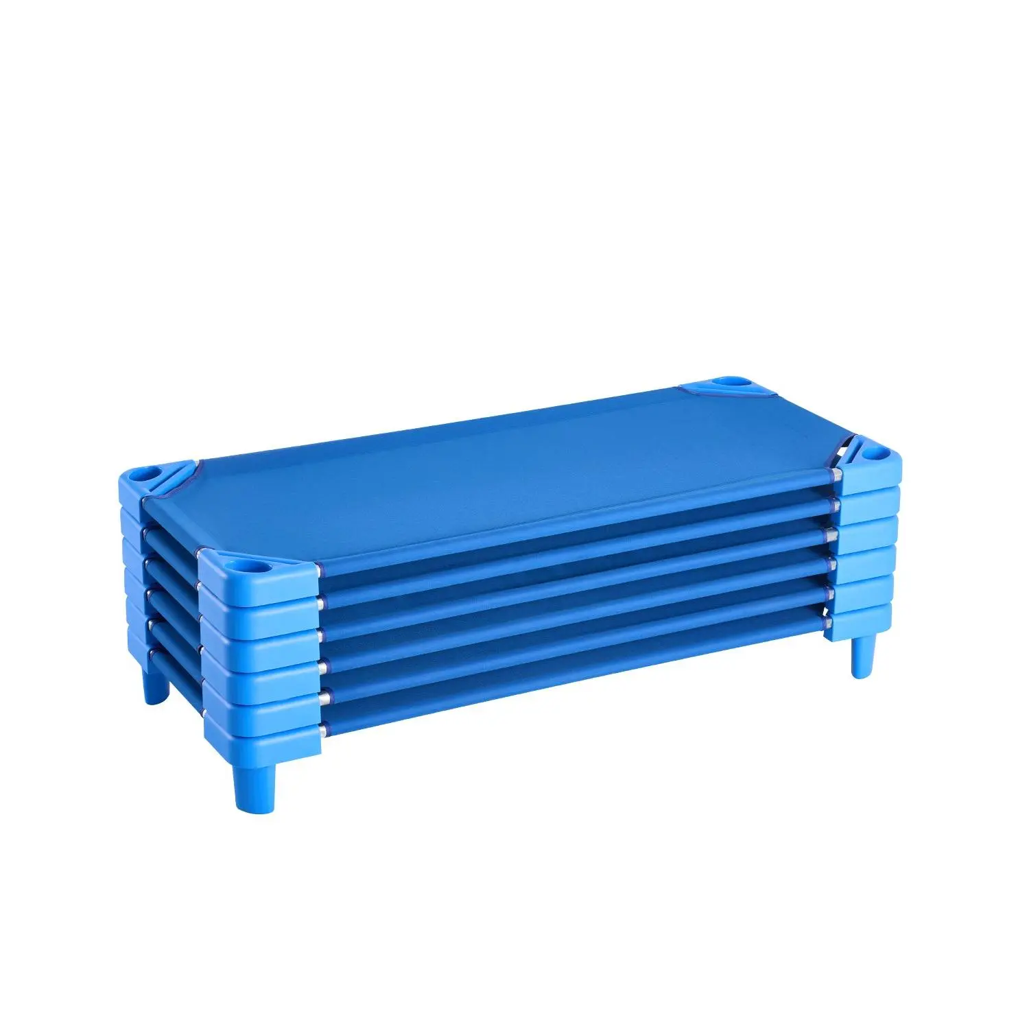 VEVOR Stackable Kiddie Cot, Pack of 6, Portable Toddler Nap Cots, Standard Size 52" Lx 23" W Daycare Cots for Kids, Preschool Classroom Daycare Beds for Sleeping, Resting, Naptime, Blue
