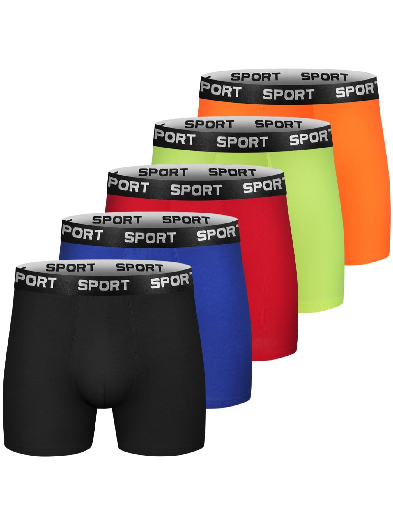 Men's Solid Color / Letter Tape Stretchy Boxer Briefs, Casual Comfy Slim Fit Breathable Moisture Absorption Opening Crotch Underwear for Daily Wear, Mens Underwear for All Seasons, Undergarments, Athleisure Menswear, Underwear Boxer Briefs