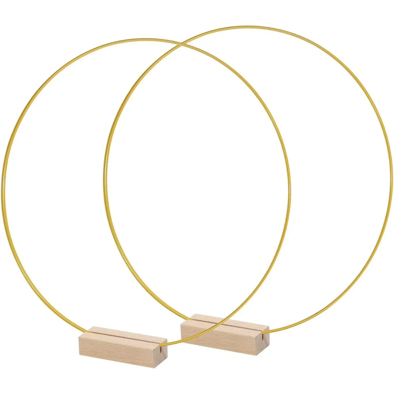 12in Metal Floral Hoop Centerpiece Set - 2 Macrame Wreath Rings with 2 Stand Holders for Christmas, Wedding DIY Crafts & Home Festive Decorations