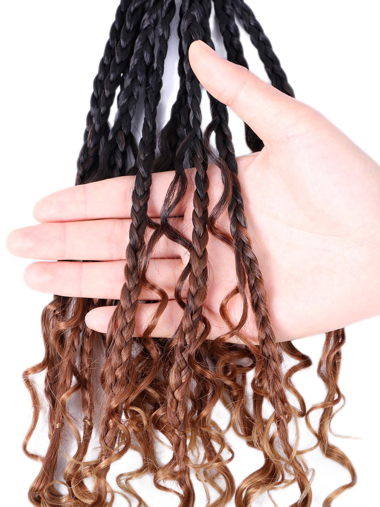 12 Inch Short Goddess Box Braids Crochet Wigs for Women, Boho Crochet Box Braids with Curly Ends, Box Braids Crochet Wigs, Synthetic Braided Wig, Bohemian Box Braid, Synthetic Material Wigs