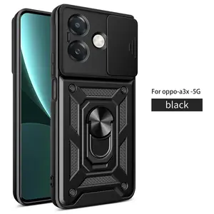 Case for OPPO A3X 4G/OPPO A60 5G/OPPO A40M, Hidden Push-Button Lens Cover, Anti-Drop Shockproof, Dust-Proof, Magnetic Ring Stand, 360° Rotatable for OPPO A3X 4G/OPPO A60 5G/OPPO A40M Case
