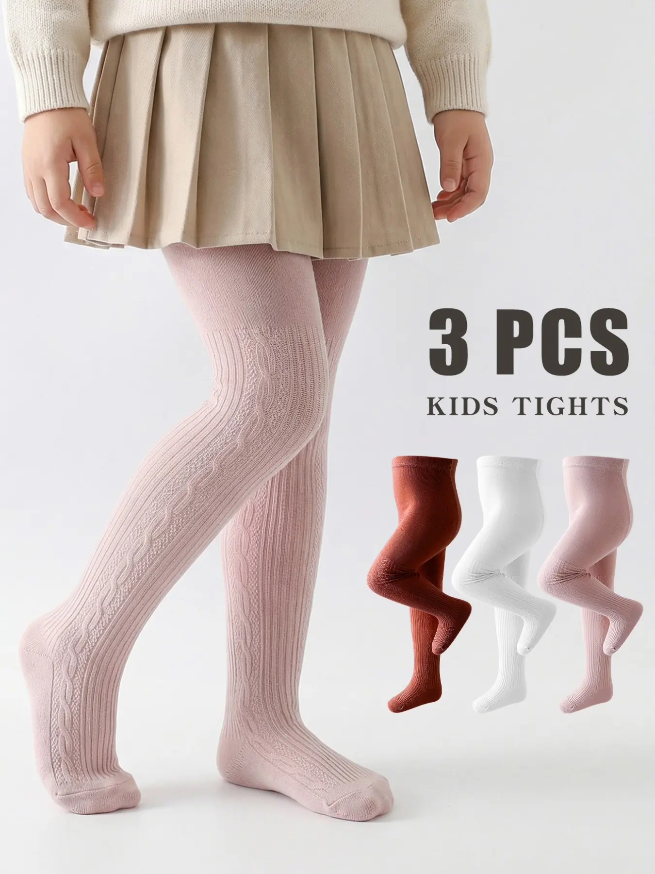 3 PCS girls tights, baby toddler leggings kids  – Soft, Stretchy, and Medium Thickness for Year-Round Comfort