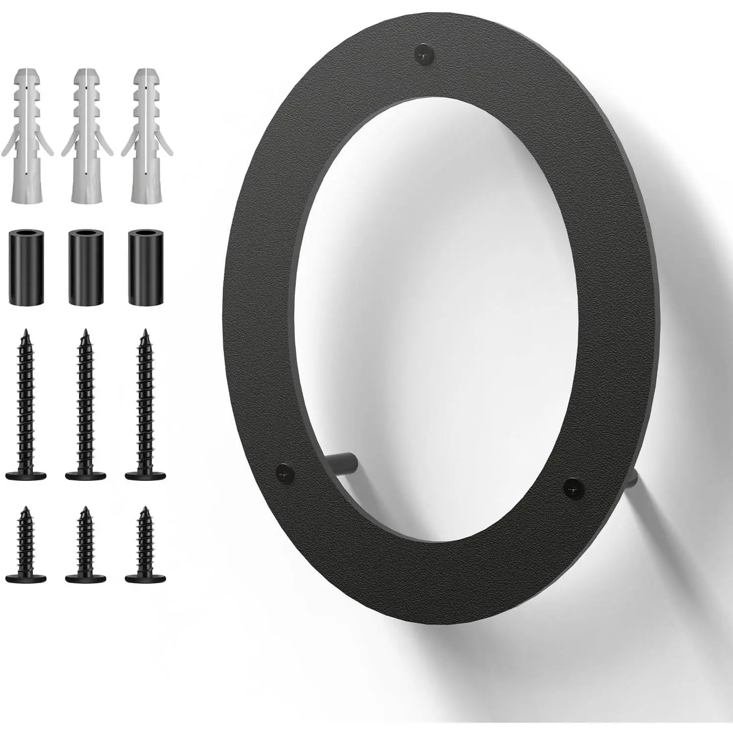 Metal House Numbers, Stainless Steel Address Signs for Outside, Mailbox Numbers, Black 0, Modern Floating Appearance Kit, Coated Black, Easy to Install, 4 InchGift
