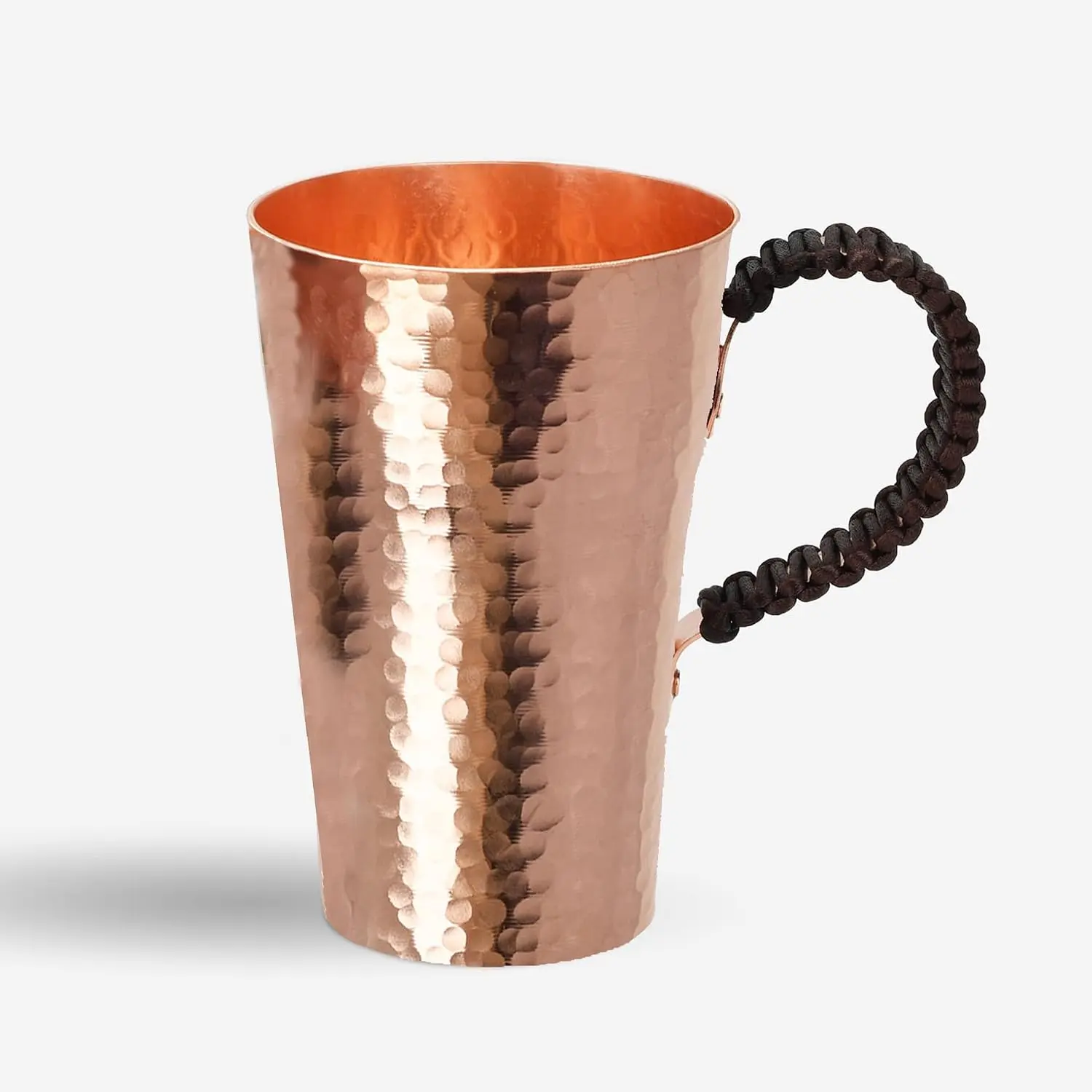 Pure Copper Cup, 13 oz Hammered Copper Moscow Mule Mug with Handle, Handcrafted Tumbler for Water, , Coffee, , Copper  for Him (Hammered )