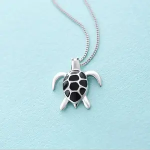 Buyee 925 Sterling Silver Big Pendant Chain Cute Turtle Animal Sweet Necklace for Women Personality Fashion Fine Jewelry Chain