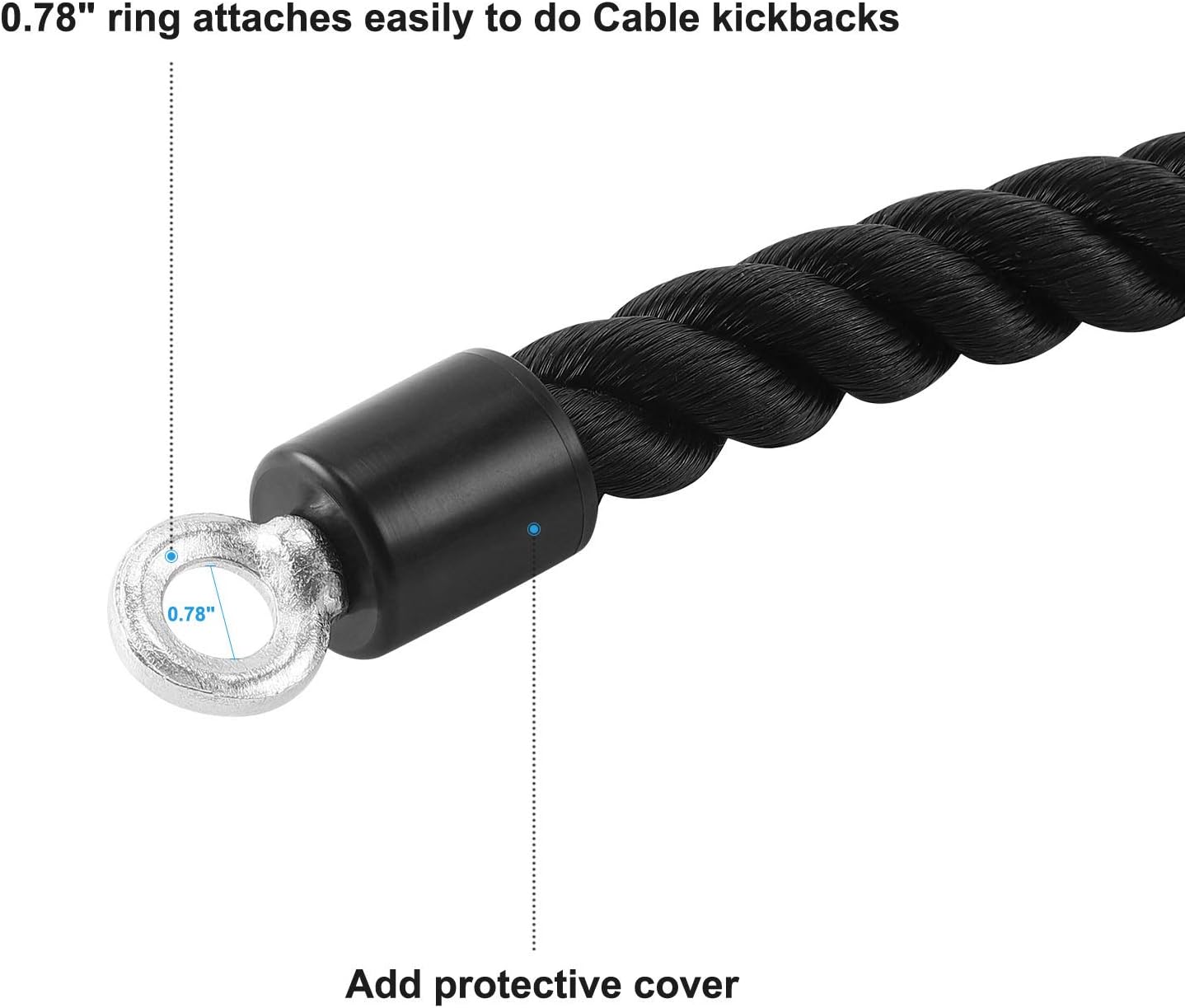 Pull Down Rope Single Grip Tricep Bicep Exercise Attachment for  Machines Gym Pulley Workout