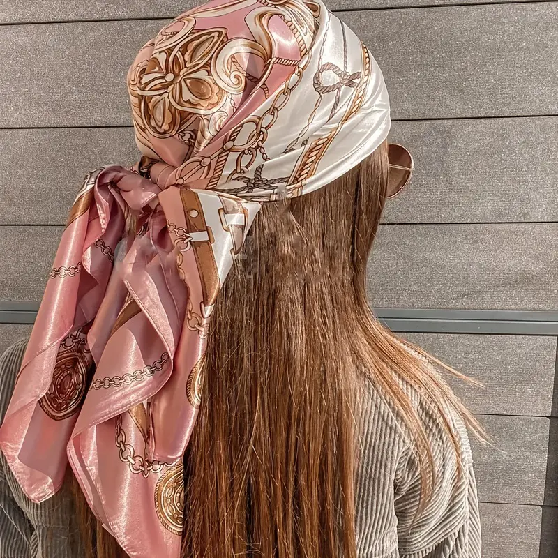 2PCS Head Scarf for Women Classic Vintage Printed Like Silk Scarf Soft & Comfortable 35 Inches Square Large Hair Scarf 2026 New Fashion Head Scarves for Women Girls