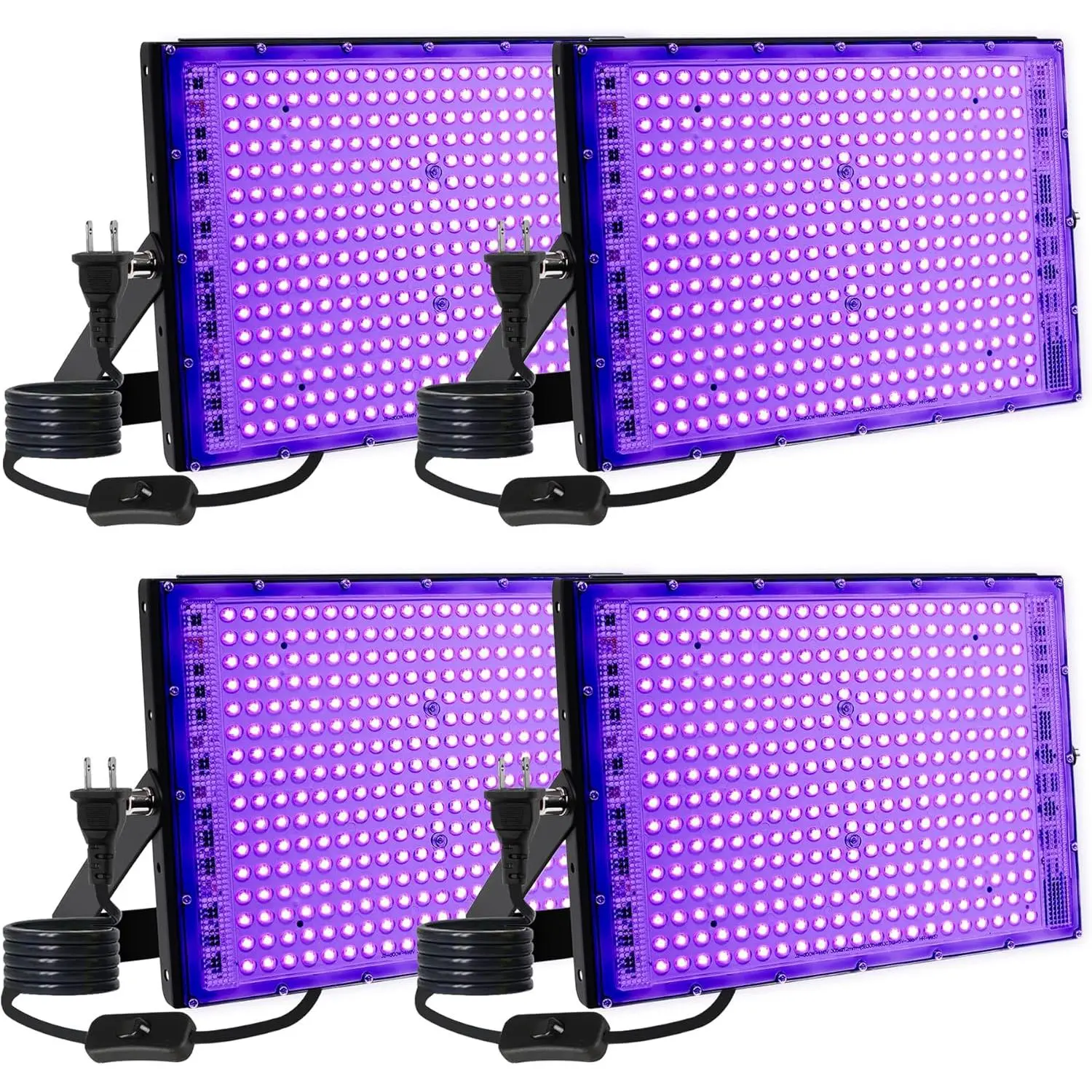 4 Pack 300W LED Blacklight, UV Black Lights for Glow Party, IP65  Outdoor UV Floodlight for Black Light Party, Painting,Fluorescent Painting,Birthday Parties,Halloween